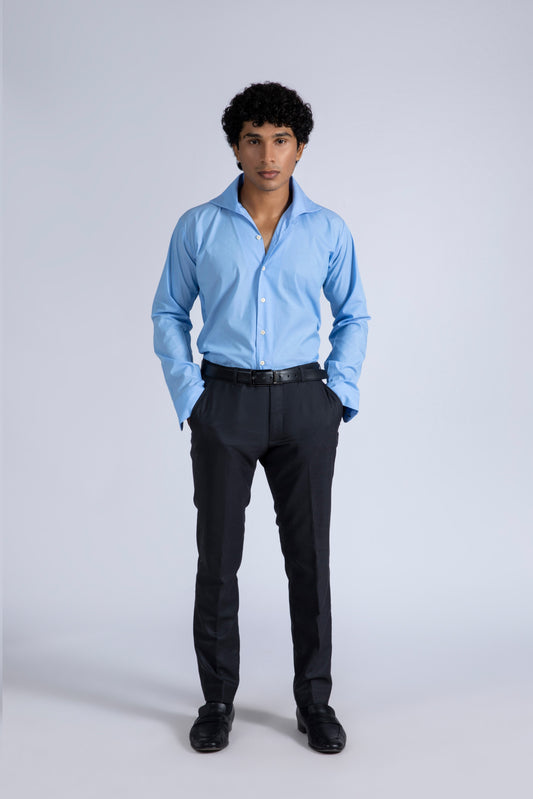 Exaggerated Collar Chambray Shirt