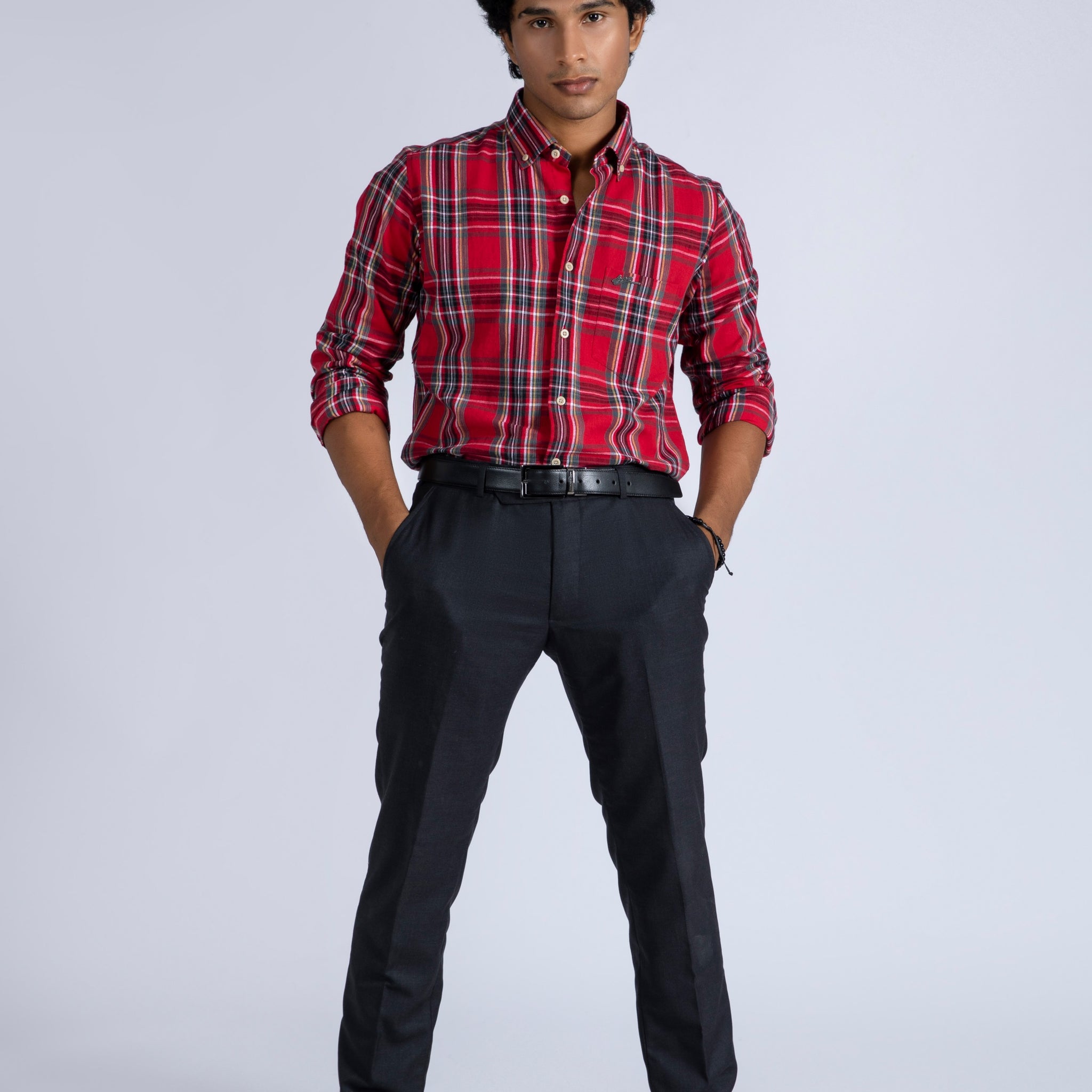 Brilliant Red Y/D Checkered Shirt