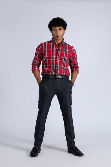 Brilliant Red Y/D Checkered Shirt