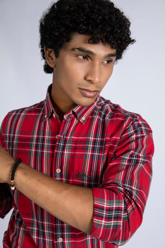 Brilliant Red Y/D Checkered Shirt