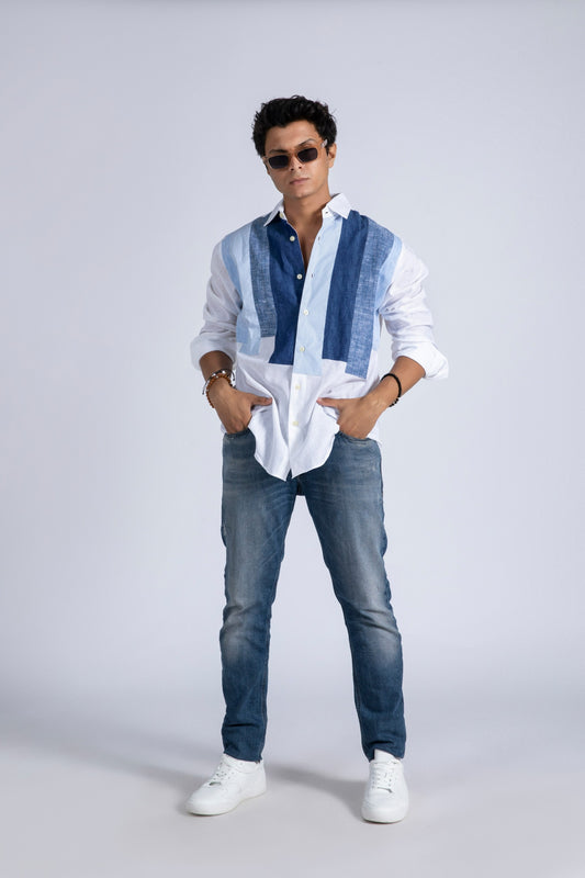 Linen Blend Panel Shirt