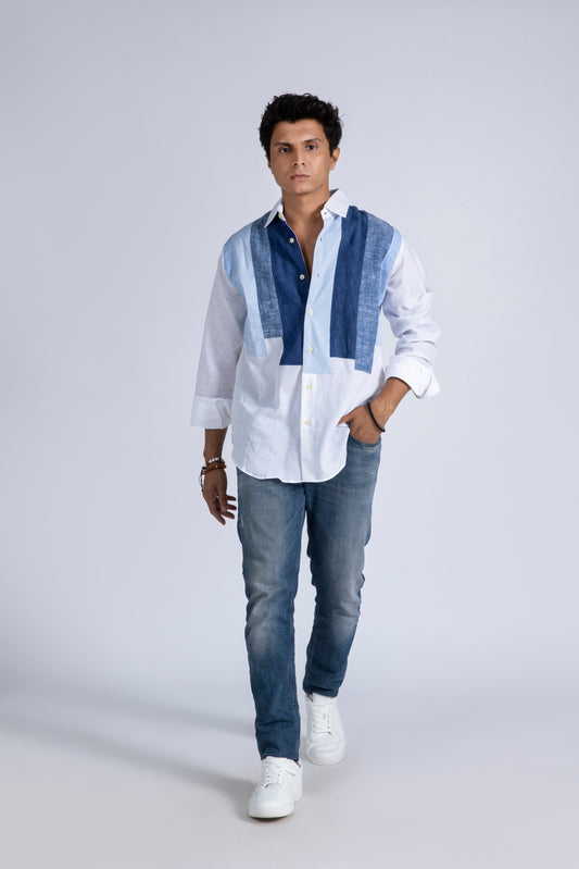 Linen Blend Panel Shirt