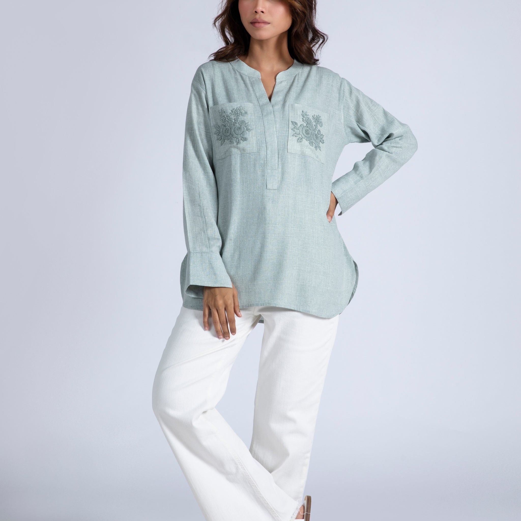 Hand Embroidery Linen Top