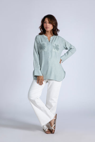 Hand Embroidery Linen Top